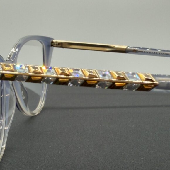 Tiffany & Co. Eyeglasses TF 2214-B 8298 Grey Blue Crystal Gold Frames Only READ - Picture 7 of 13